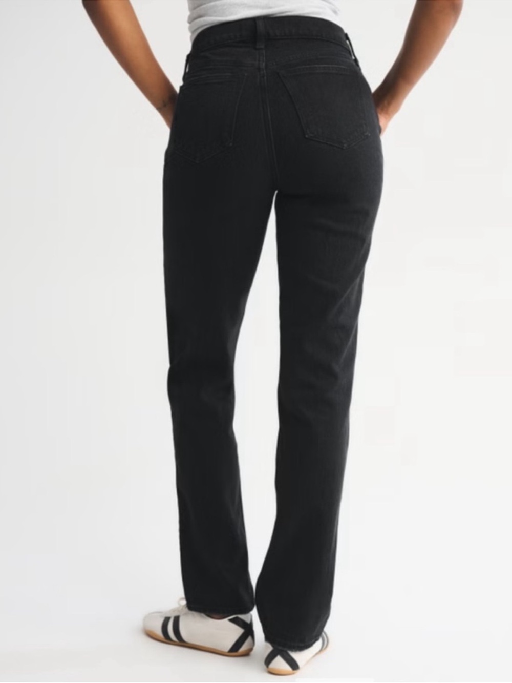 Abercrombie & Fitch Curve Love 90s Straight Mid Rise Jeans Black Size 28 Long - Picture 2 of 7